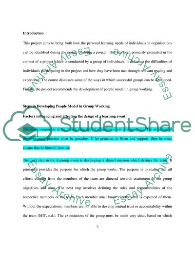 Steps in Developing People Model in Group Working