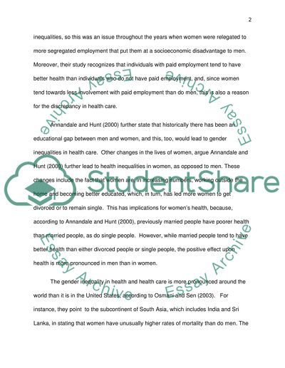 Gender Inequalities in Health