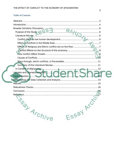 The Effect of Conflict to the Economy of Afghanistan