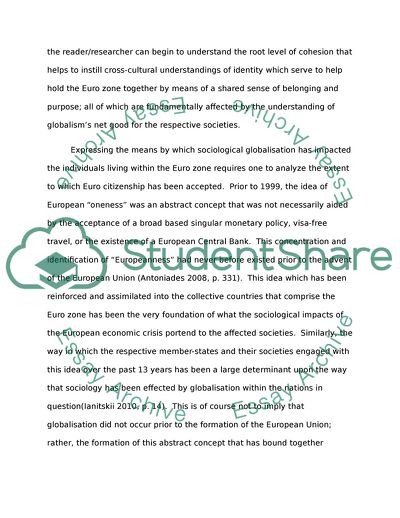 Different Aspects of Globalisation with Reference to the European Economic Crisis