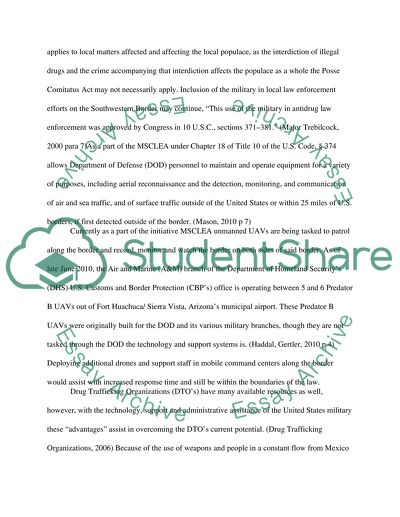 The United States Military Support to Civilian Law Enforcement Agencies