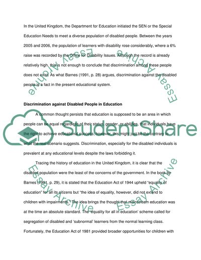 Equality among the Disabled People in Education