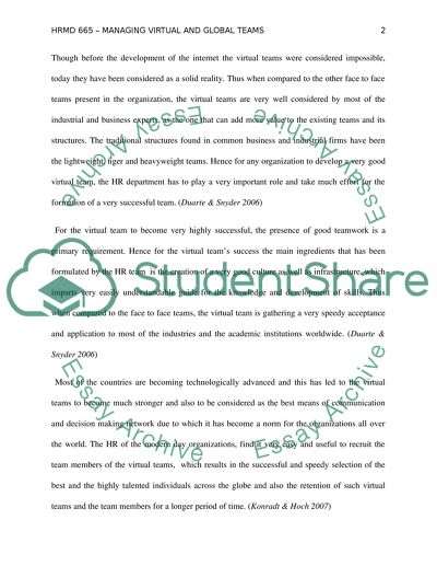 HRMD 665- MANAGING VIRTUAL AND GLOBAL TEAMS