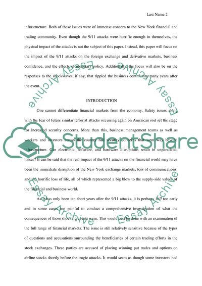 Effects of the 9/11 Attacks on Financial Markets