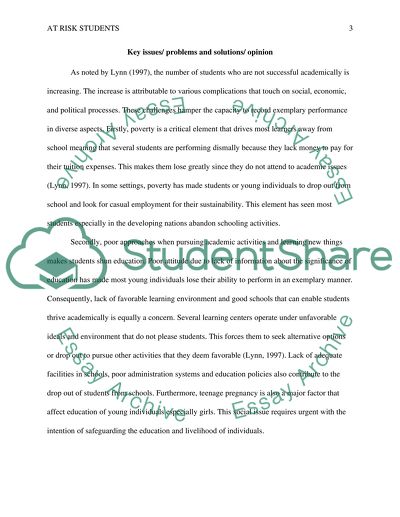 Why At-Risk Students Are in Such a Situation, Solutions