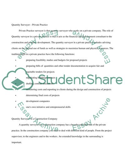 Quantity Surveyor in a Construction Company