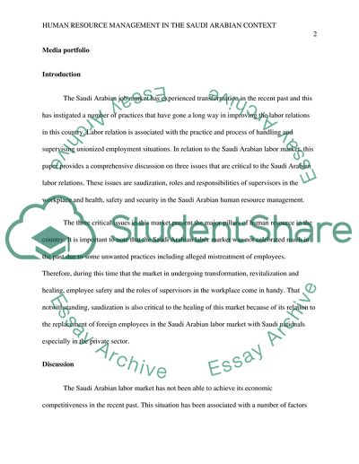 HR Management in the Saudi Arabian Context