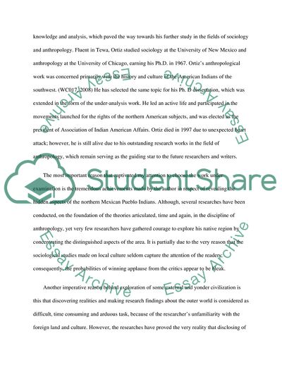 Analysis of The Tewa World Study by Alfonso Ortiz