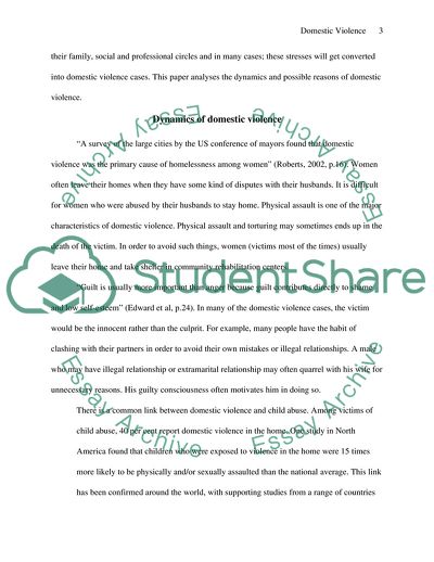 Dynamics and Possible Causes of Domestic Violence