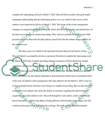 Business Agreement Involving Maxwell and Sylvia