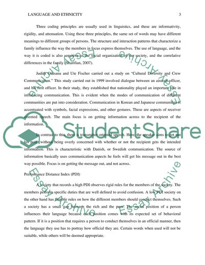 Language and ethnicity -Ethnic related speech mitigation and PDI effect