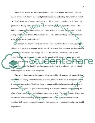 Cell Phone Use Should Be Prohibited While Driving