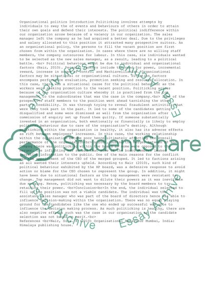 Organizational Politics slp