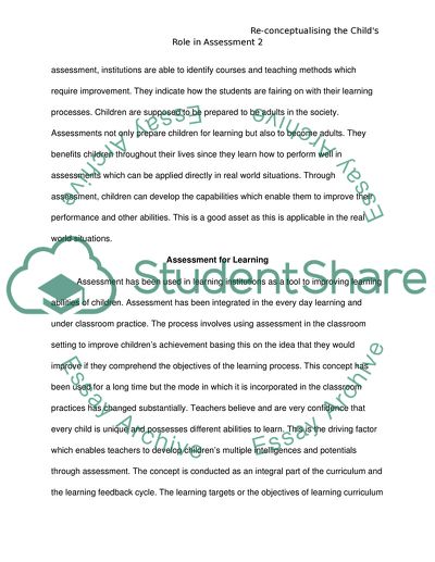 Re-Conceptualising the Childs Role in Assessment