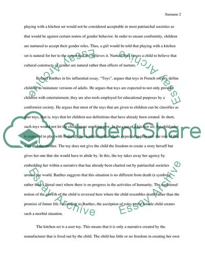 Children Toys and Gender-specificity