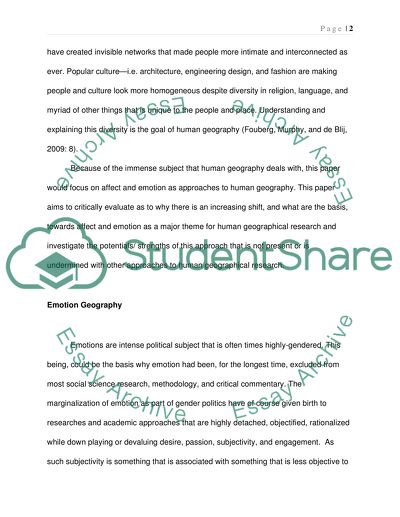 Human Geography: Affect and Emotion