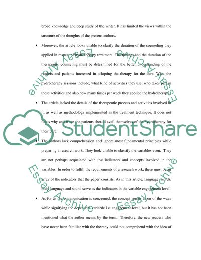 Points to Be Elucidated in the Article about Hydrotherapy