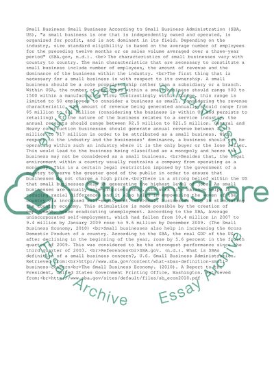 Characteristics of a small business