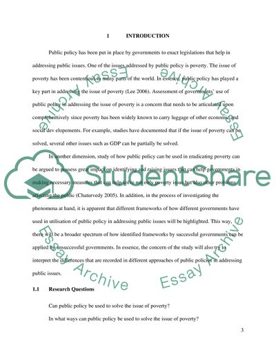 Assessment of the Role of Public Policy in Eradicating Poverty