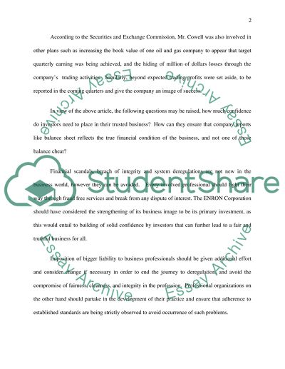 The Expose of the Former Top Accountant of Enron Corporation after Its Bankruptcy