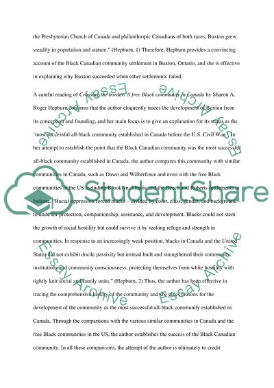 Crossing the Border: A Free Black Community in Canada