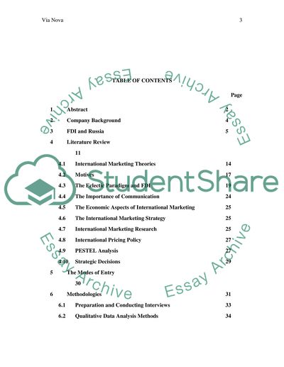 Market entry strategies:the Vianova case study