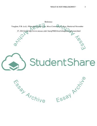 WHAT IS NOT PHILOSOPHY