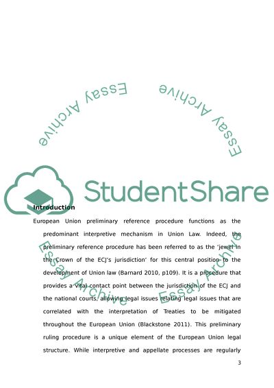 Preliminary Reference Procedure in Ensuring Uniformity and Consistent Development of European Union Law