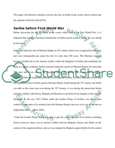 The Role of Serbia in the First World War