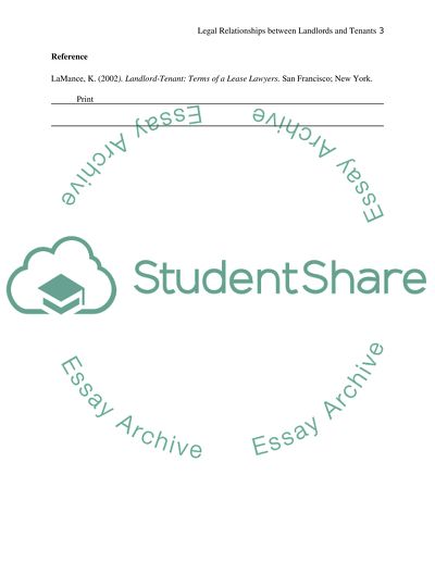 Discern the legal relationships between Landlords and Tenants