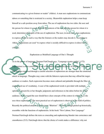 Euphemism: A Technique of Expression