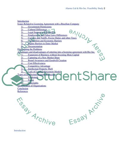 Alarmz Ltd and Rio Inc Feasibility