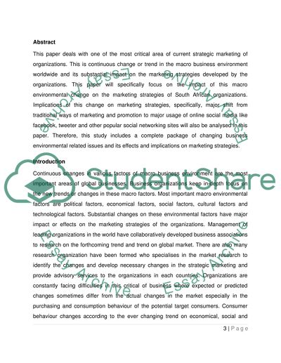 Marketing Strategies - Change and Trend in Macro Business Environment