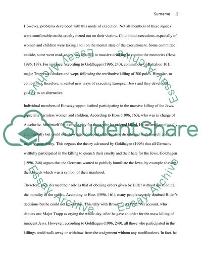 The problems related to the killing by the Einsatzgruppen