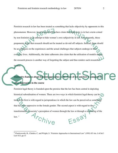 Feminism and Feminist Research Methodology in Law