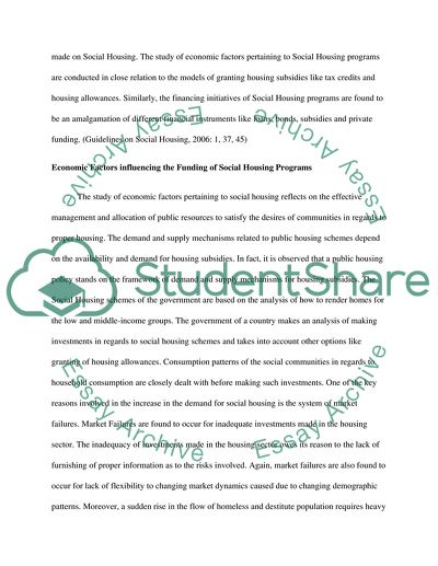 Economic and Financial Factors that Affect Capital and Revenue Funding For Social Housing