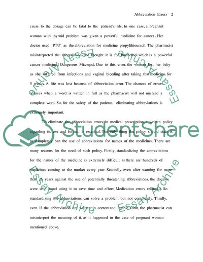 The Use of Abbreviations in Health Care