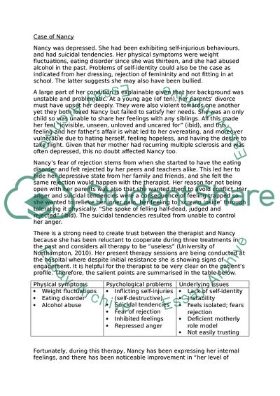 Psychological Analysis of Case of Nancy