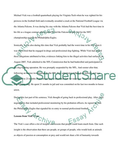 Aspects of Animals Rights and Michael Vick Case