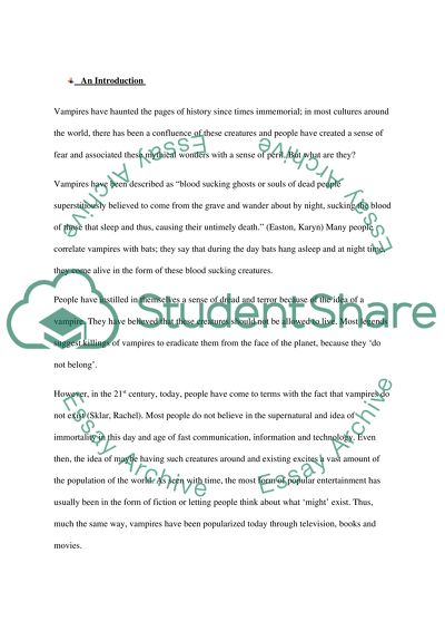 The Portrayal of Vampires in Cult Television