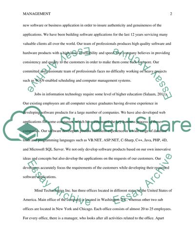 Fundamentals of Management in Mind Technologies Inc