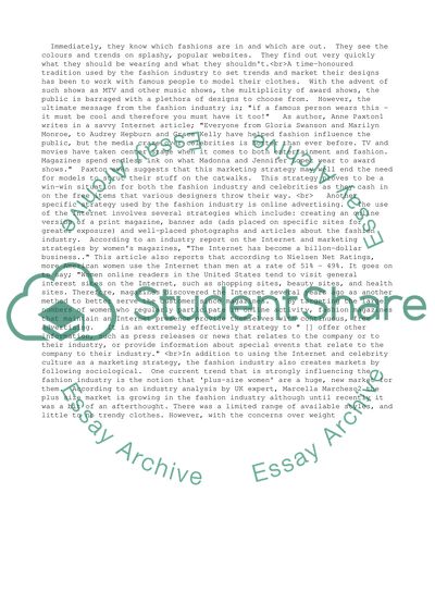 The Fashion Industry and Online Advertising