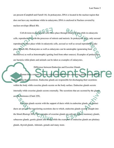 Prokaryotuc And Eukarytotic Cell Endocrine And Exocine Glands Essay 1