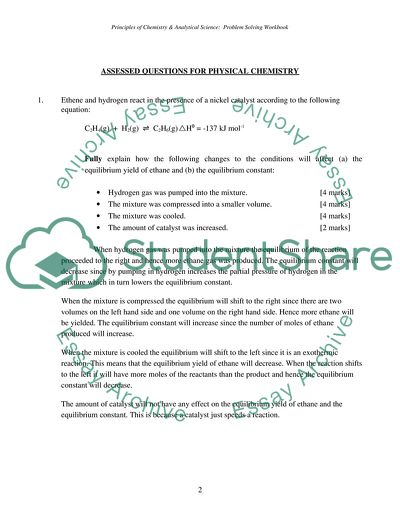Assessed Questions for Physical Chemistry