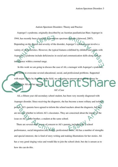 Autism Spectrum Dissorders: Theory and Practice