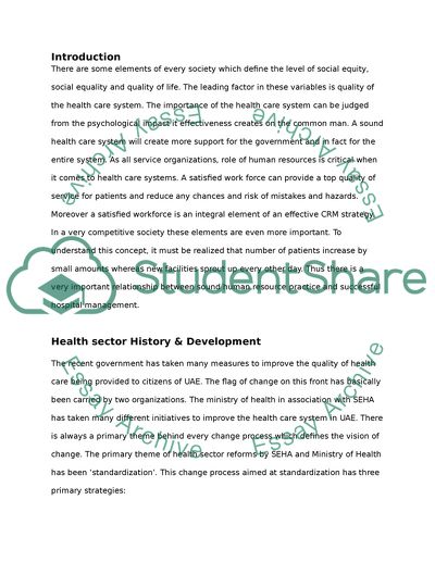 The HR Role in Transformational Period in the Health Care Sector in Abu Dhabi Emirate