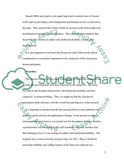 Violence in the Care of Adult Persons with Intellectual Disabilities