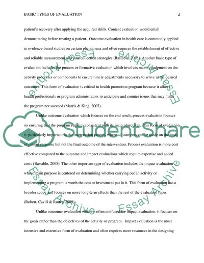 Basic Types of Evaluation