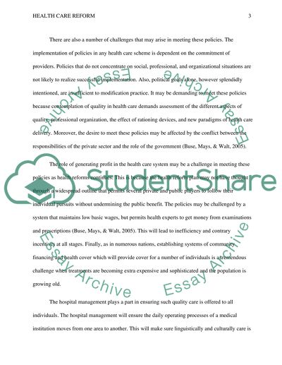 Regulations and Financial Incentives Provided and Employed by Healthcare Reform