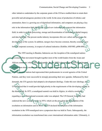 Communication and Social Change in Developing Countries